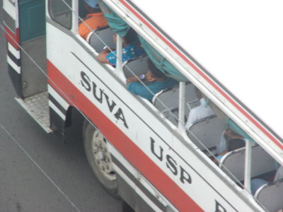 These open air buses are the average Fijians main form of transportation.