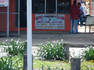 This is one of many grog saloons where the Fijians get together to drink kava.