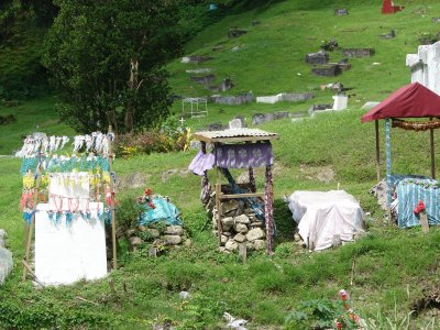 It is the Fijian custom to decorate the graves of loved ones with colorful fabric.
