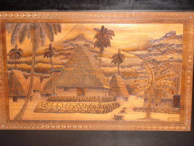 Wood carving of a Fijian Village