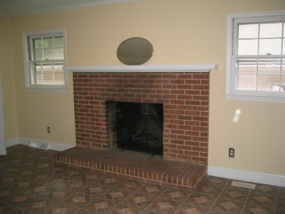 fireplace in dining
