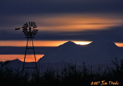 Moonrise behind Mt. Rainier