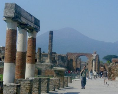 Volcano Overshadows Pompei Ruins
