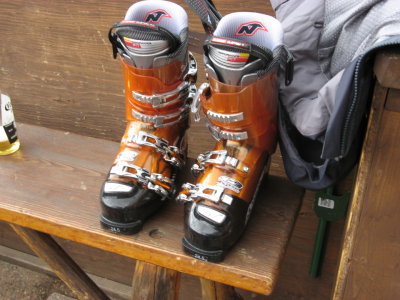 Bob's new boots. We both got boots and skies this year.