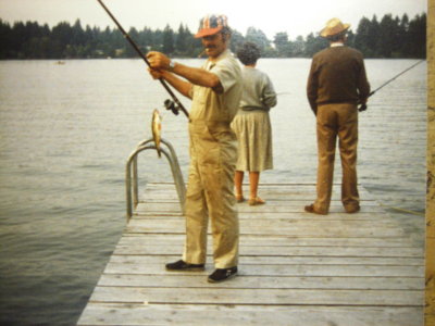 Dad fishing with Mary's mum and dad