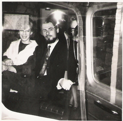 Jim and Wendy in a cab London 1964