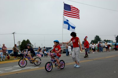 A young Fin riding for his people in the Newberry parade. This same photograph can be seen in our, Newberry Michigan gallery.