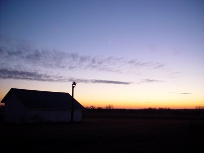 This was the second shot of this doghouse I'd taken that evening. Love this shot. Notice the moon sliver in the sky.  