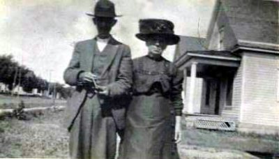This picture was taken outside their house in Humboldt Nebraska circa 1920. It was given me by my grand aunt Ruth Mann Heinz, and I remain in possession of the original photograph.