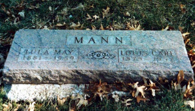 Louis Carl Mann was the second of six children born to Robert Mitchell Mann & his wife Lucinda Connor. He was a dairyman by trade & had creameries in both Humboldt Nebraska & Manhattan Kansas. He gave my grandfather, Robert Thoams Mann his first job as the milkman in Manhattan. Louis Carl Mann married Lula Mae Dorland in Humboldt Nebraska on 05 May 1905. They had no children together & the couple are both buried in Humboldt City Cemetery, Humboldt, Richardson County Nebraska.