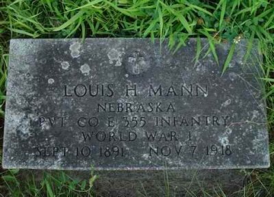 Gravestone for Louis Harvey Mann, Humboldt City Cemetery, Humboldt, Richardson County Nebraska.