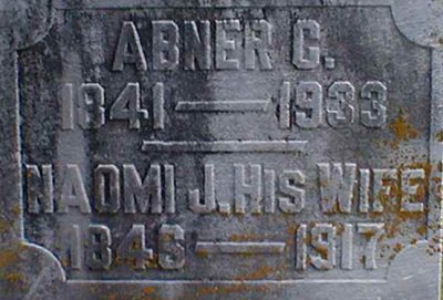 Abner was the fifth of nine children born to Hiram Hill & his wife Martha Mann. He's buried in the Arba Cemetery, Randolph County Indiana. He married Naomi Jane Gardner & together they had four children.