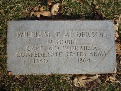 Bloody Bill Anderson was a pro-Confederate guerrilla leader in the American Civil War, known for his brutality towards Union soldiers and pro-Union civilians in Missouri and Kansas. He's buried in Pioneer Cemetery, Richmond Missouri, just outside Kansas City. Yes the birthdate on this stone is wrong ... and I can prove such.