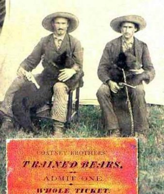 Thomas Jefferson Coatney, along with his brother had a bear act. They had the act for years until the bears had to be put down. This photograph was sent to me by Donald G. Coatney. He is in possession of the original.