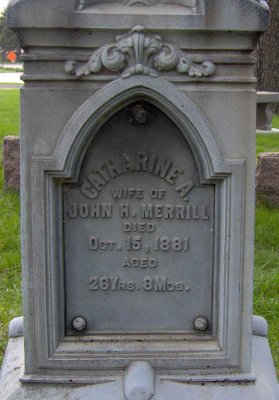 Catherine Anne Shields married John H. Merrill 22 June in Meaford Canada. Together this couple had four children. Catherine is buried in the Merrill Family Plot in Wyuka Cemetery, Lincoln, Lancaster County Nebraska.