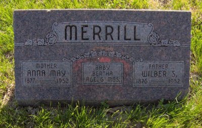 John Wilber Shields Merrill was the youngest of four children born to John H. Merrill & his wife, Catherine Anne Shields. He married Anna Mae White & together this couple had one known child. They're all buried in Pleasant Dale Cemetery, Pleasant Dale, Lancaster County Nebraska. 