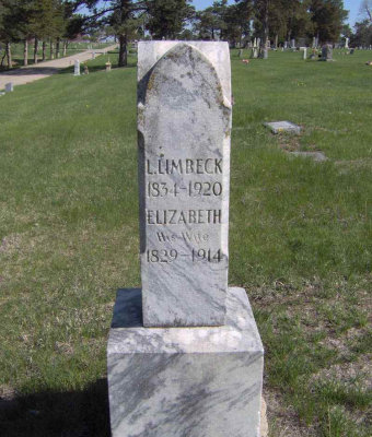 1829-1914. This is a shot of Elizabeth's headstone, which sits in Riverside Cemetery, Crete Nebraska.