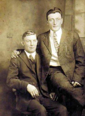 On the back of this photograph it simply reads, Everett Robinson & his friend, Tom McLeod. It appears to have been taken aroudn the turn of the century. Salena Marie Robinson is in posession of an original copy of this photograph