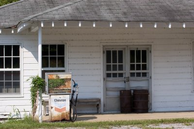 Gas station with old pump