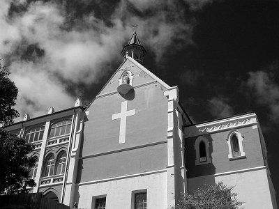 Monastry in black and white