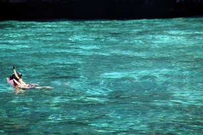 Snorkelling in the crystal clear water
