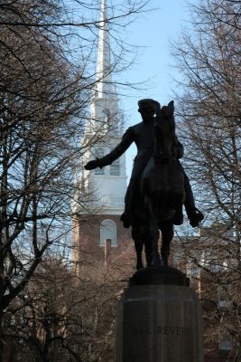 Old North Church and Paul Revere Statue