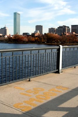 Harvard Bridge and Hancock Tower with Smoot Markers