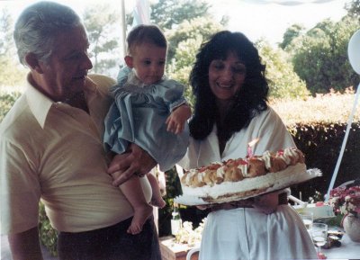1st birthday with my grandpa and mom
