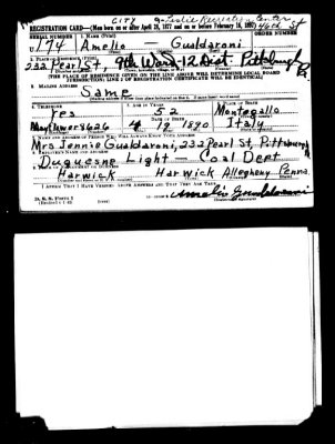 Amelio Gualdaroni WWII Draft Card