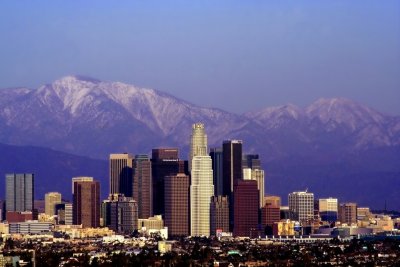 L.A. Skyline and San Bernardino Mountains at Twilight