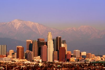 L.A. Skyline and San Bernardino Mountains at Sunset