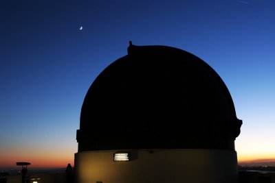 Griffith Observatory and Crescent Moon