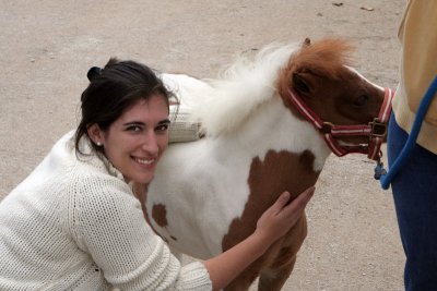 Me with Pebbles, a 5 month old miniature horse filly
