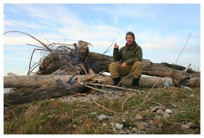 Angler Relaxing by the Fire