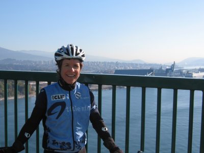 Janet at the Lions Gate Bridge