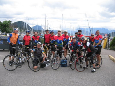 The Le Peloton crew, setting out from Langdale to Earl's Cove