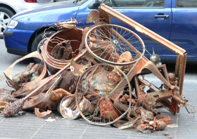 Barcelona Sidewalk Rubbish Dump by Snowspond