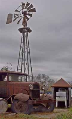 Windmill and Truck by John Chandler