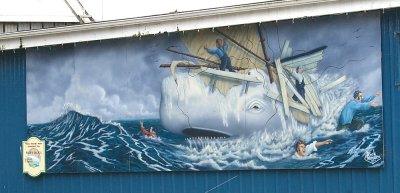 Mural on a building at the Newport harbor OR