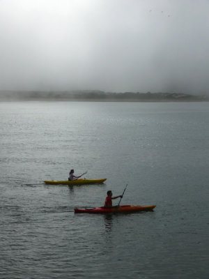 Kayakers in the fog