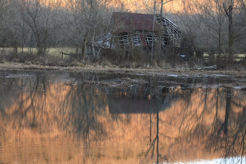 Boxley Mill Pond Barn at Sunset