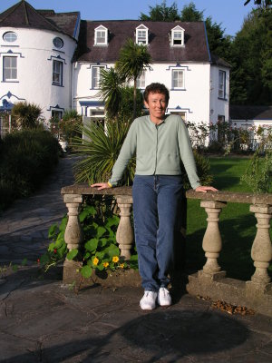 2004 trip to Ireland - Kathleen in back of Innishannon House by the river