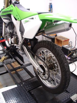 KX250F with Street Tire for Dyno