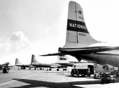 1951 - National Airlines DC-6 N90898 (C/n 43218/171) alongside Capitol, American and unknown DC-6s