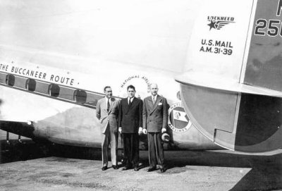 1940 - Kenneth J. Boedecker, George T. Baker and Normal Lee with National Airlines Lockheed Lodestar