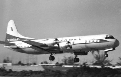 1965 - National Airlines Lockheed Electra L-188 landing at Key West International Airport - not stock photo