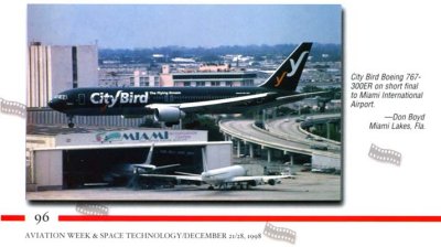 1998 - Aviation Week & Space Technology Annual Photo Contest Issue - CityBird landing