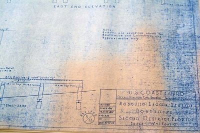 2007 - 1938 Blueprints for Mosquito Lagoon Coast Guard Station stock photo #0875
