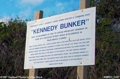 2007 - Kennedy Bunker sign at entrance to bomb shelter built for JFK stock photo #0891C