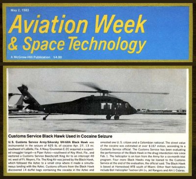 1983 - Aviation Week & Space Technology - Customs Service uses UH-60 Black Hawk to seize cocaine